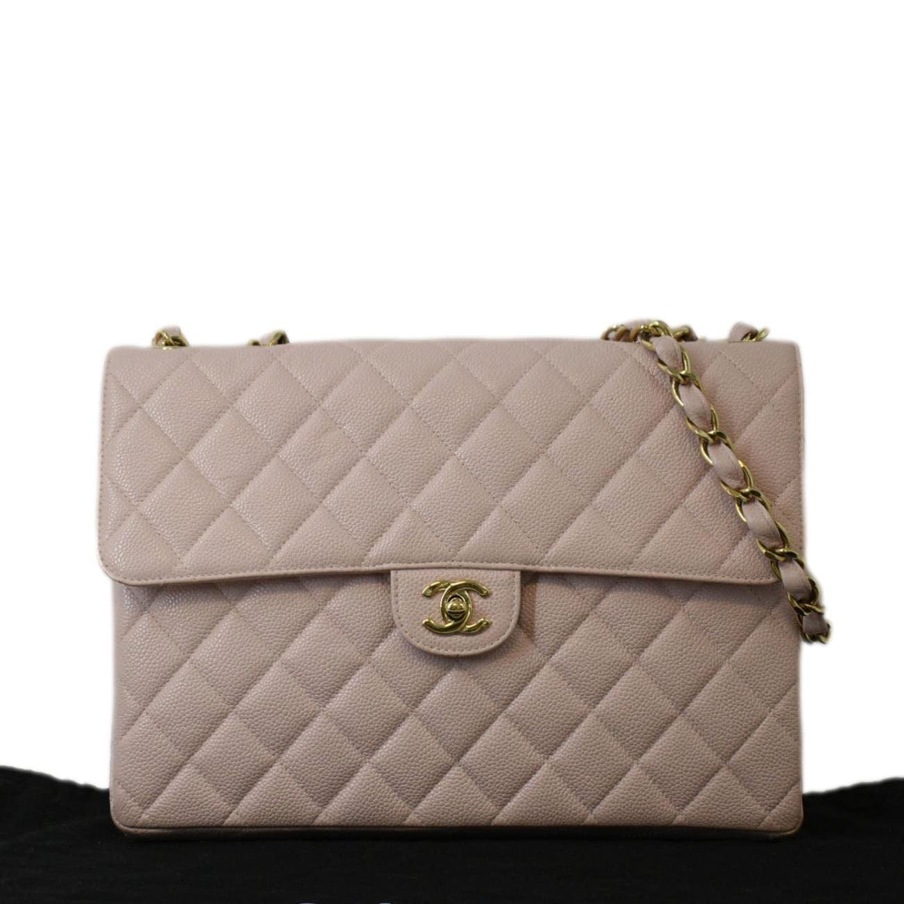 Chanel Classic Jumbo Single Flap Caviar Leather Pink Travel Bag