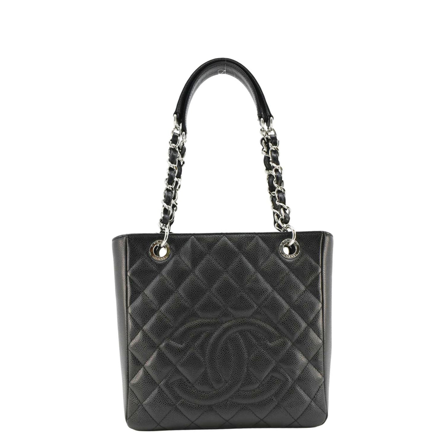 Chanel PST Petit Quilted Caviar Shopping Leather Black Travel Bag