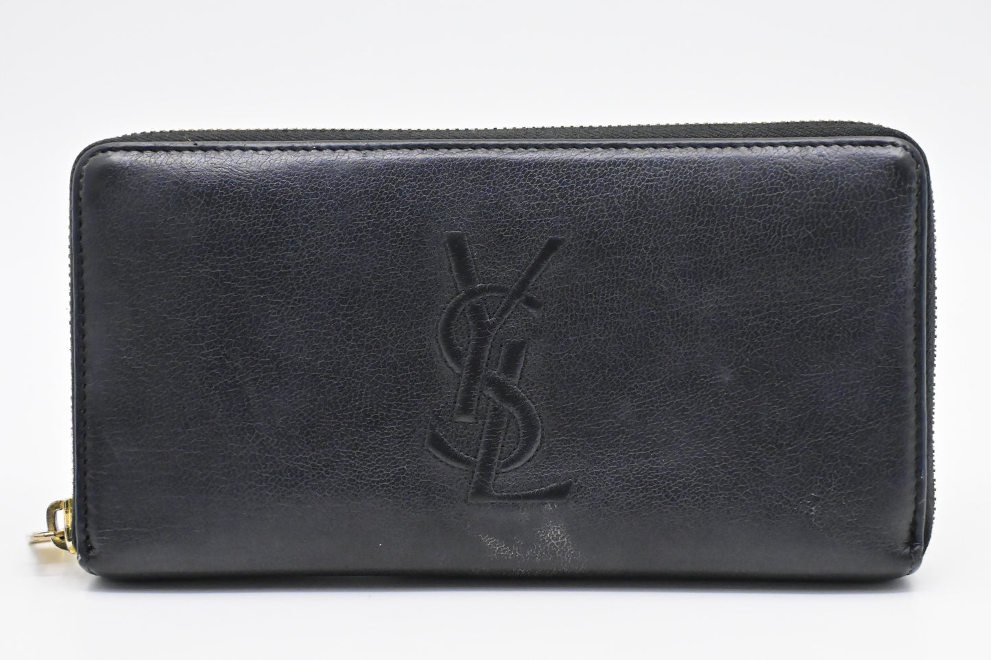 YSL Saint Laurent Long Zippy Wallet In Travel Bag Leather Black