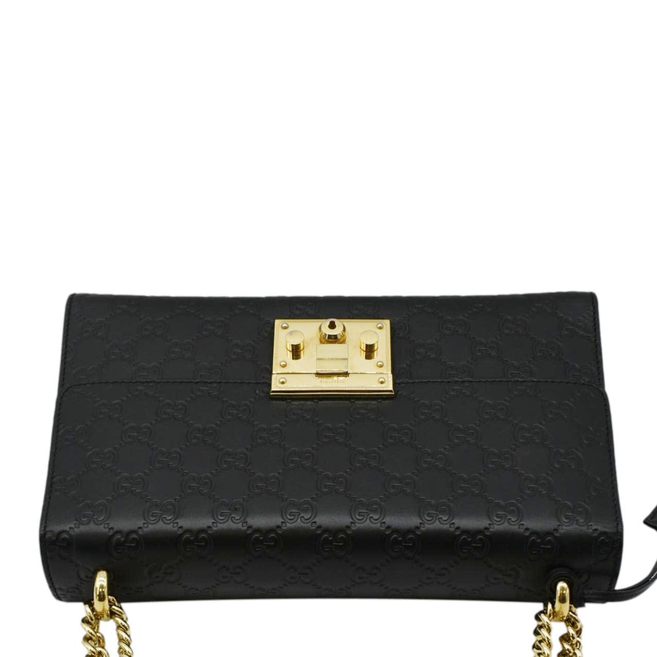 Gucci Padlock Leathrer Shoulder Bag Black Medium