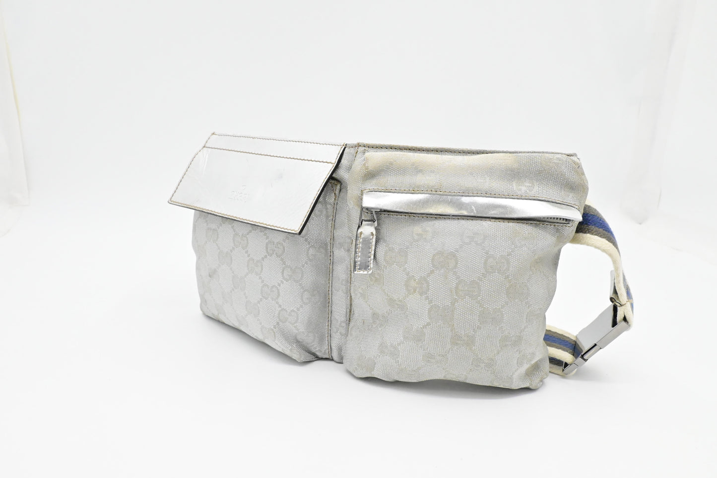 Gucci Waist GG Canvas Silver Travel Bag