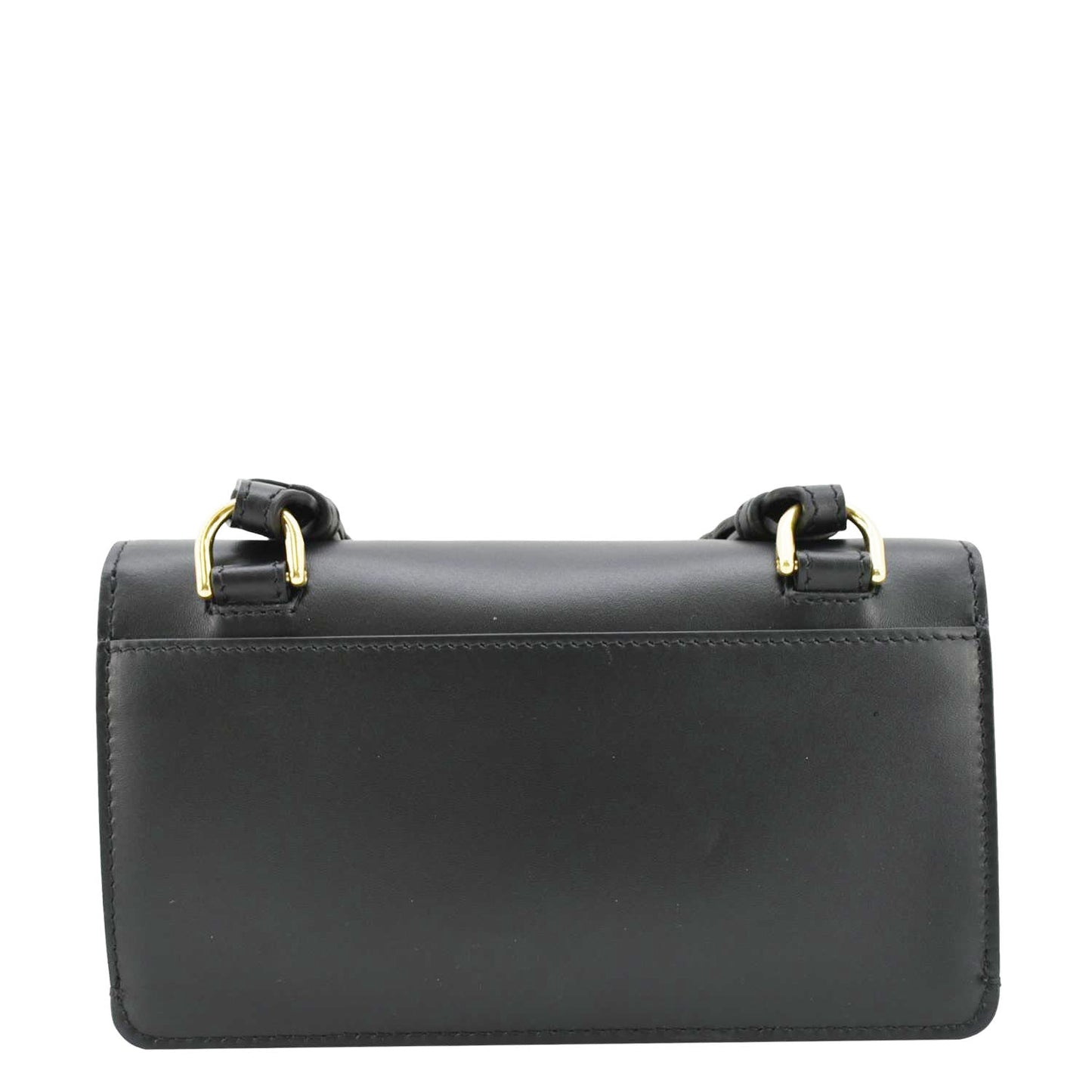 Fendi Flat Baguette Shoulder Bag Leather Black Mini Shoes