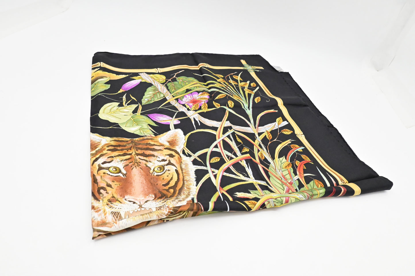 Gucci Tiger Scarf Silk Black