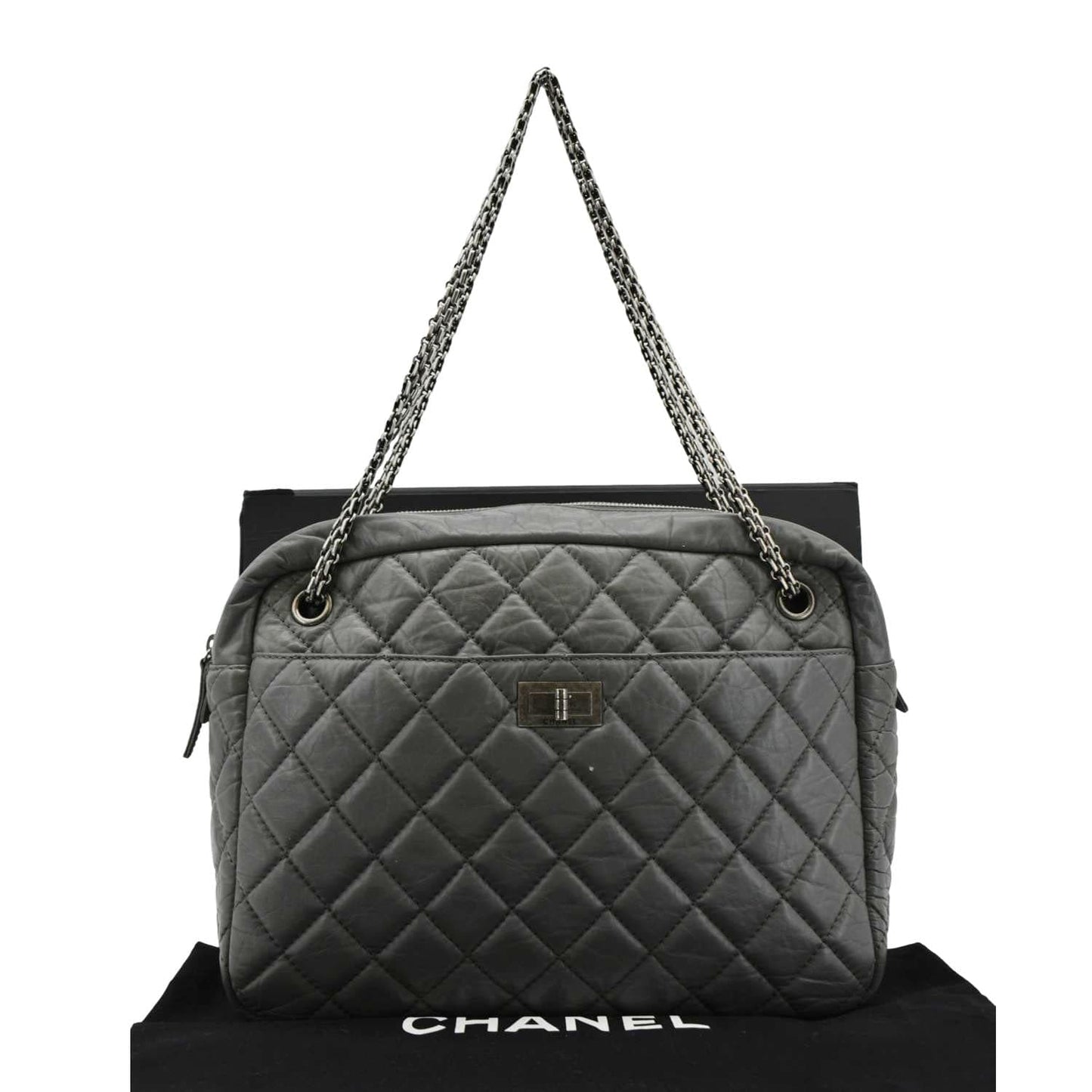 Chanel Reissue Quilted Camera Leather Grey Travel Bag