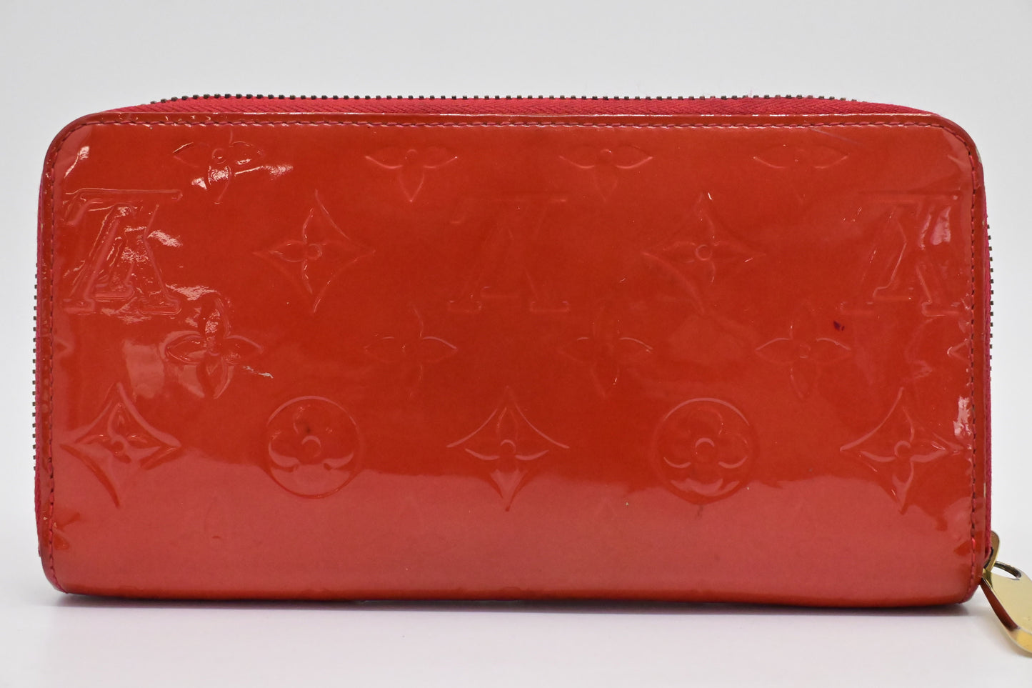 Louis Vuitton Long Zippy Sunset Vernis Leather Orange Wallet Case