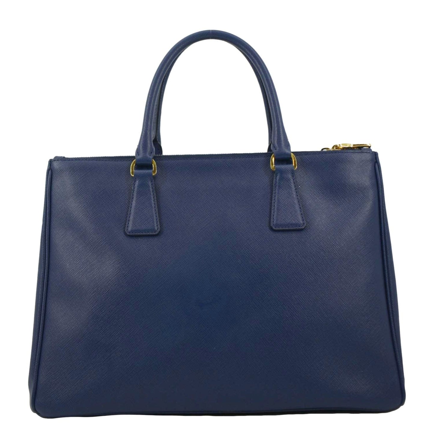 Galleria Double Zip Saffiano Tote Bag Navy Leather Blue