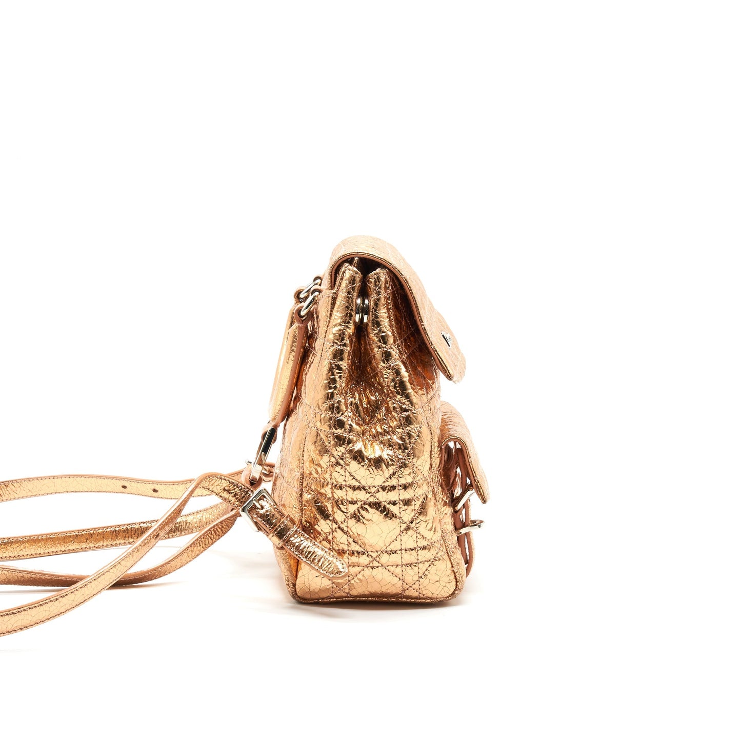 Dior Backpack Lambskin Metallic Champagne Handbag Mini