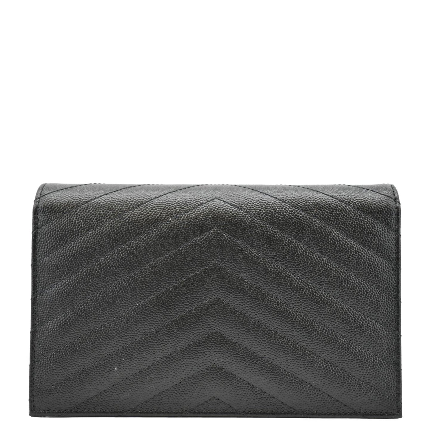 YSL Saint Laurent Yves Envelope Grain De Poudre Crossbody Bag Leather Monogram Black