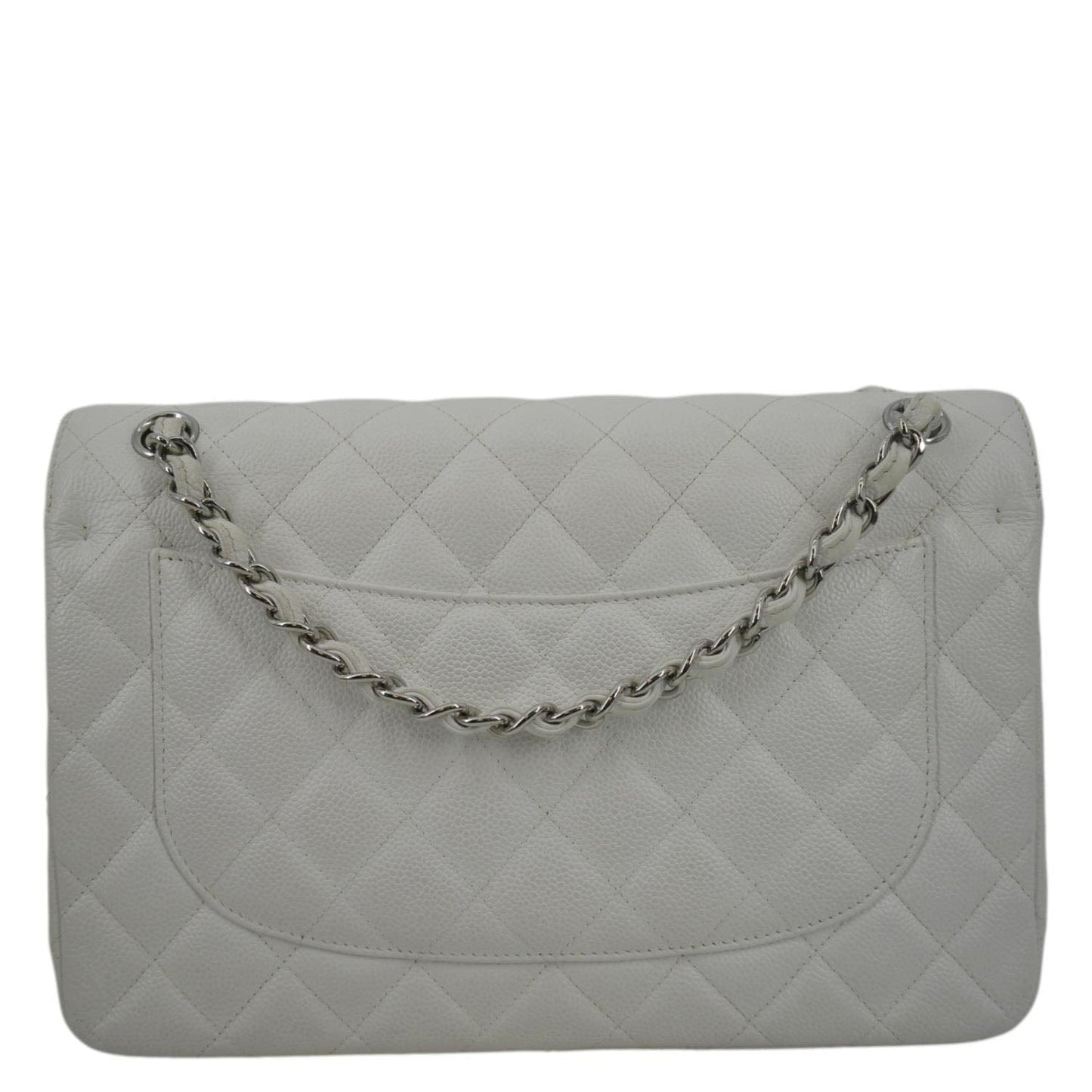Chanel Jumbo Double Flap Quilted Caviar Leather White Travel Bag Bag 2
