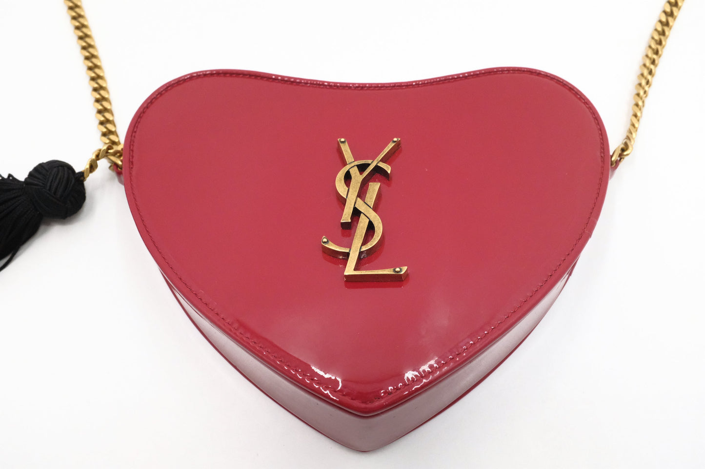 YSL Saint Laurent Heart Crossbody In Patent Leather Red Crossbody Bag