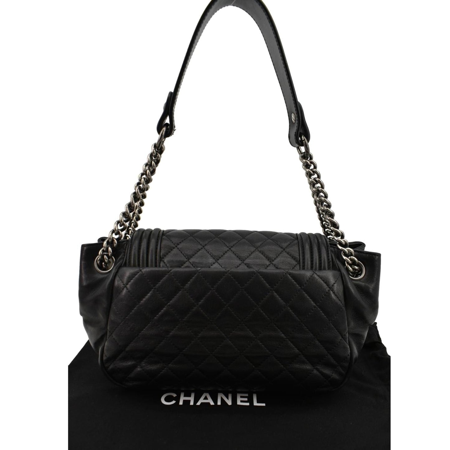 Chanel Boy Shopping Leather Black Travel Bag