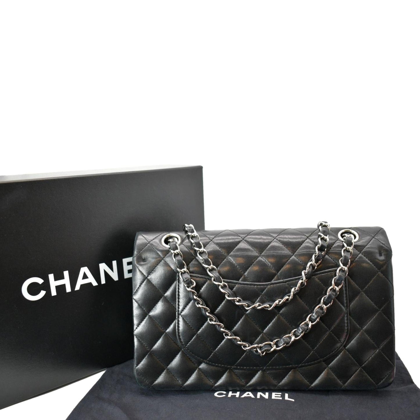 Chanel Double Flap Leather Lambskin Black Travel Bag