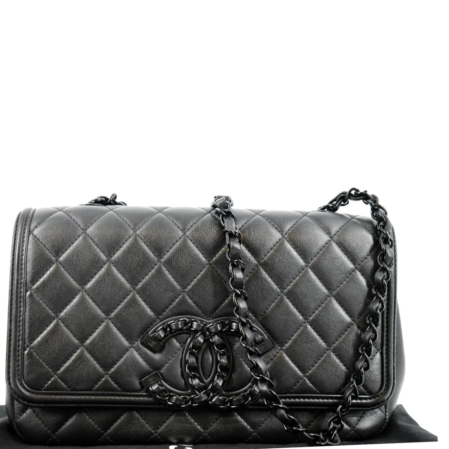 Chanel Filigree CC Around Leather Black Travel Bag