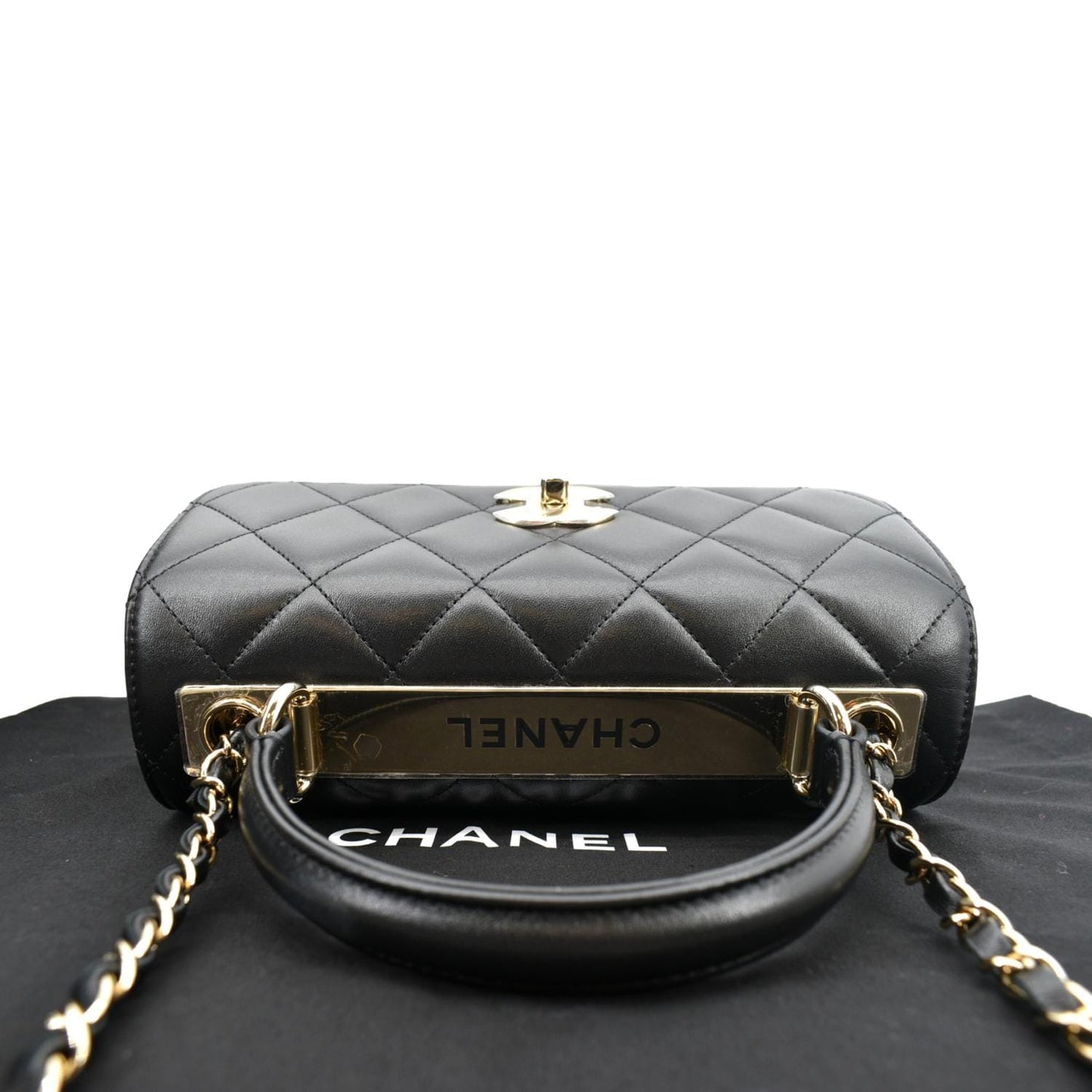 Chanel Trendy CC Quilted Dual Handle Lambskin Black Travel Bag
