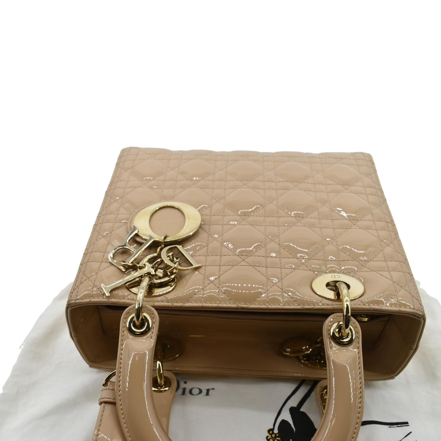 Dior Lady Cannage Shoulder Bag Leather Patent Tan