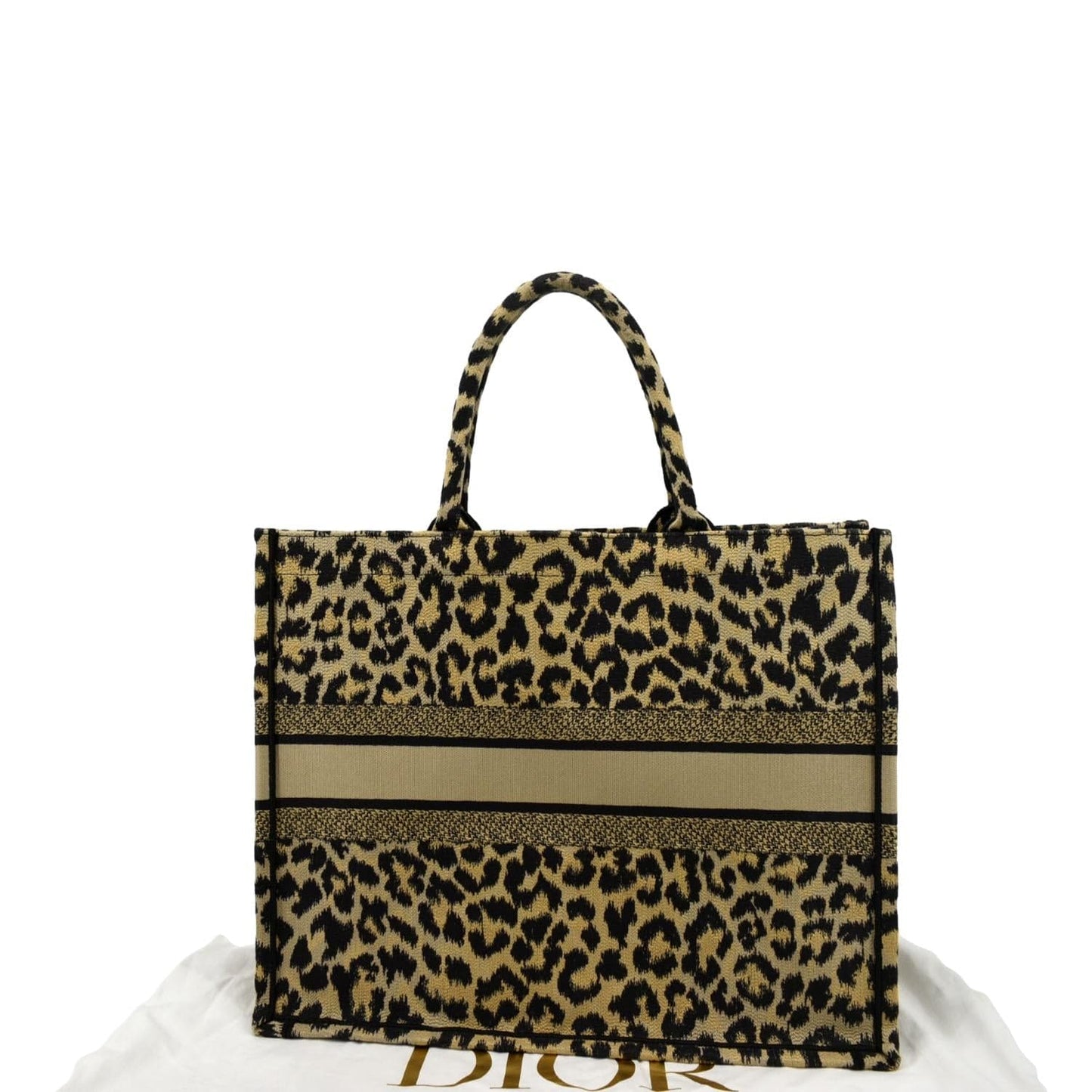 Dior Leopard Book Mizza Embroidered Tote Bag Beige