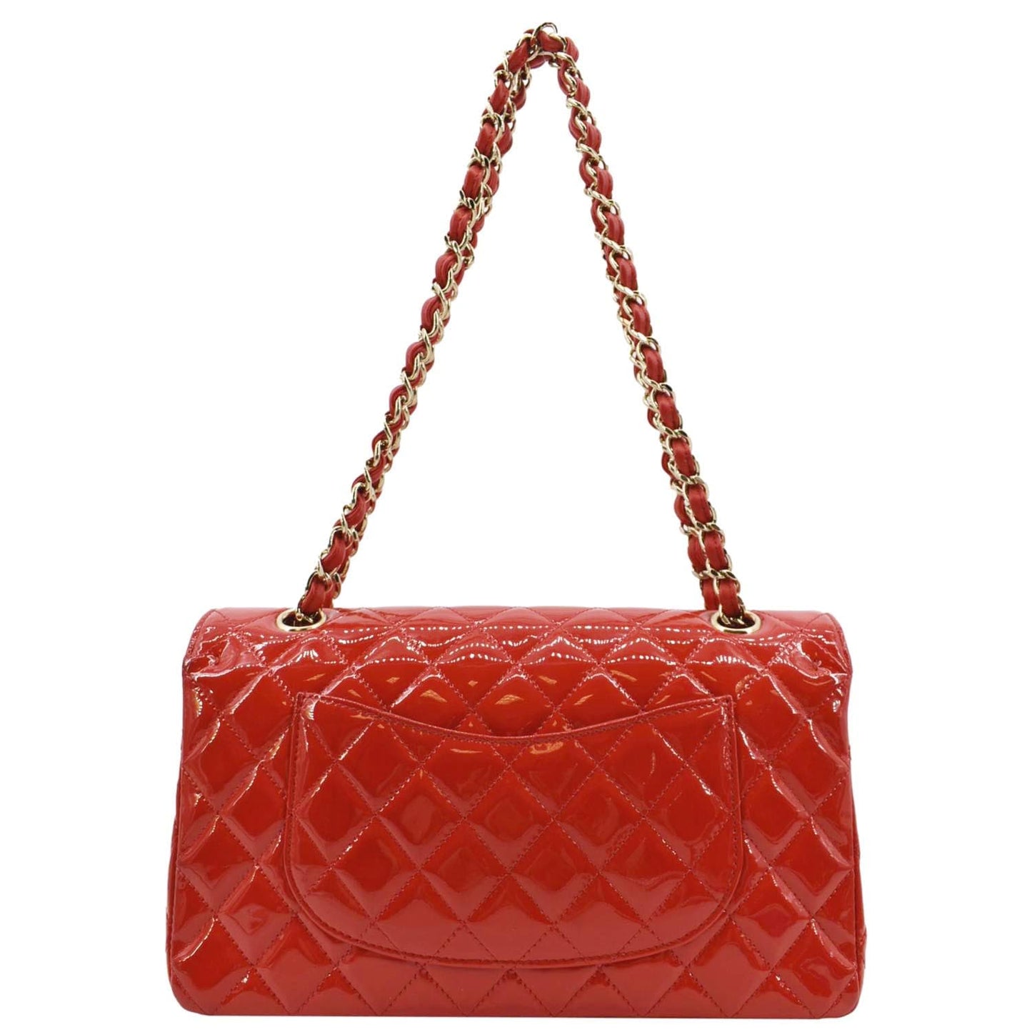 Chanel Classic Double Flap Patent Leather Red Travel Bag