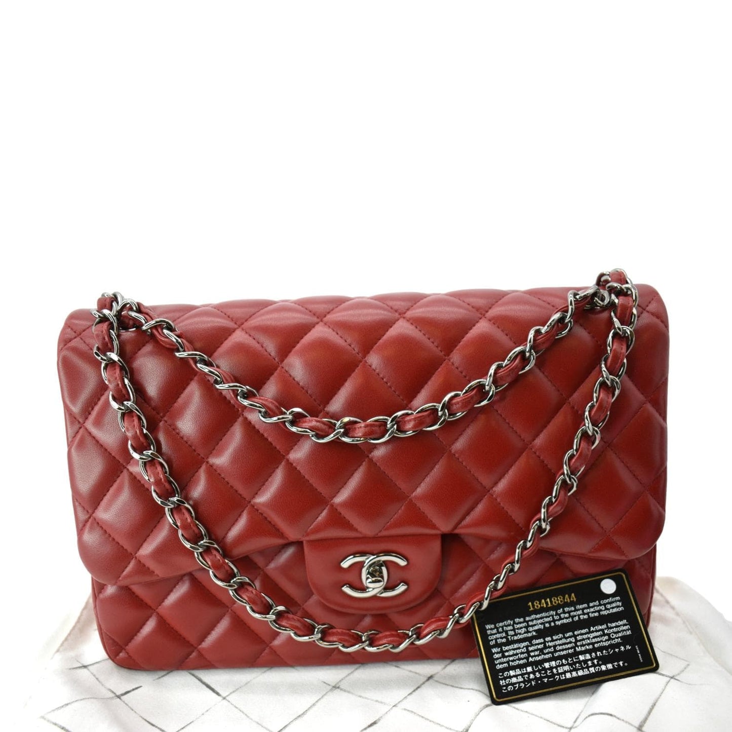 Chanel Double Flap Leather Lambskin Red Travel Bag