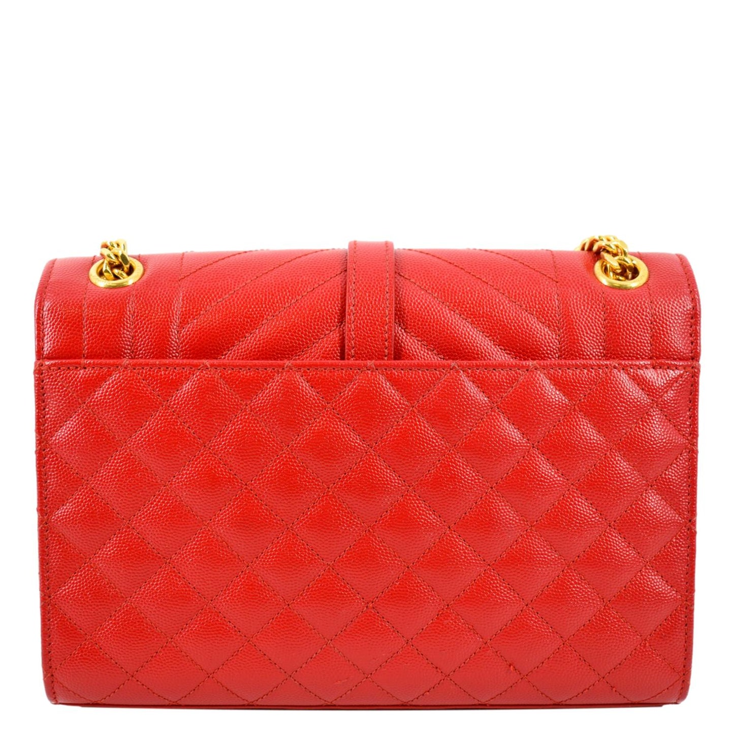 YSL Saint Laurent Yves Envelope Shoulder Bag Leather Matelasse Red