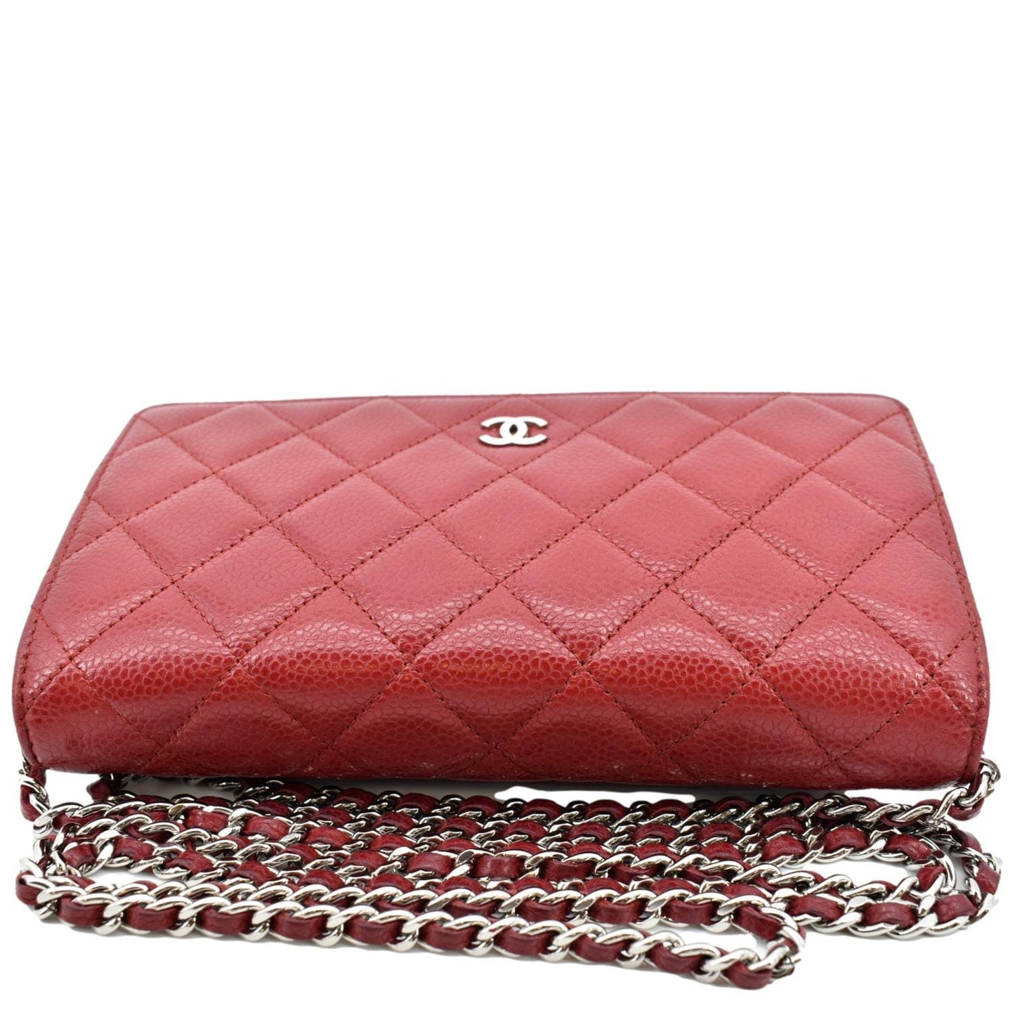 Chanel CC WOC Caviar On Leather Red Wallet Case Red 2