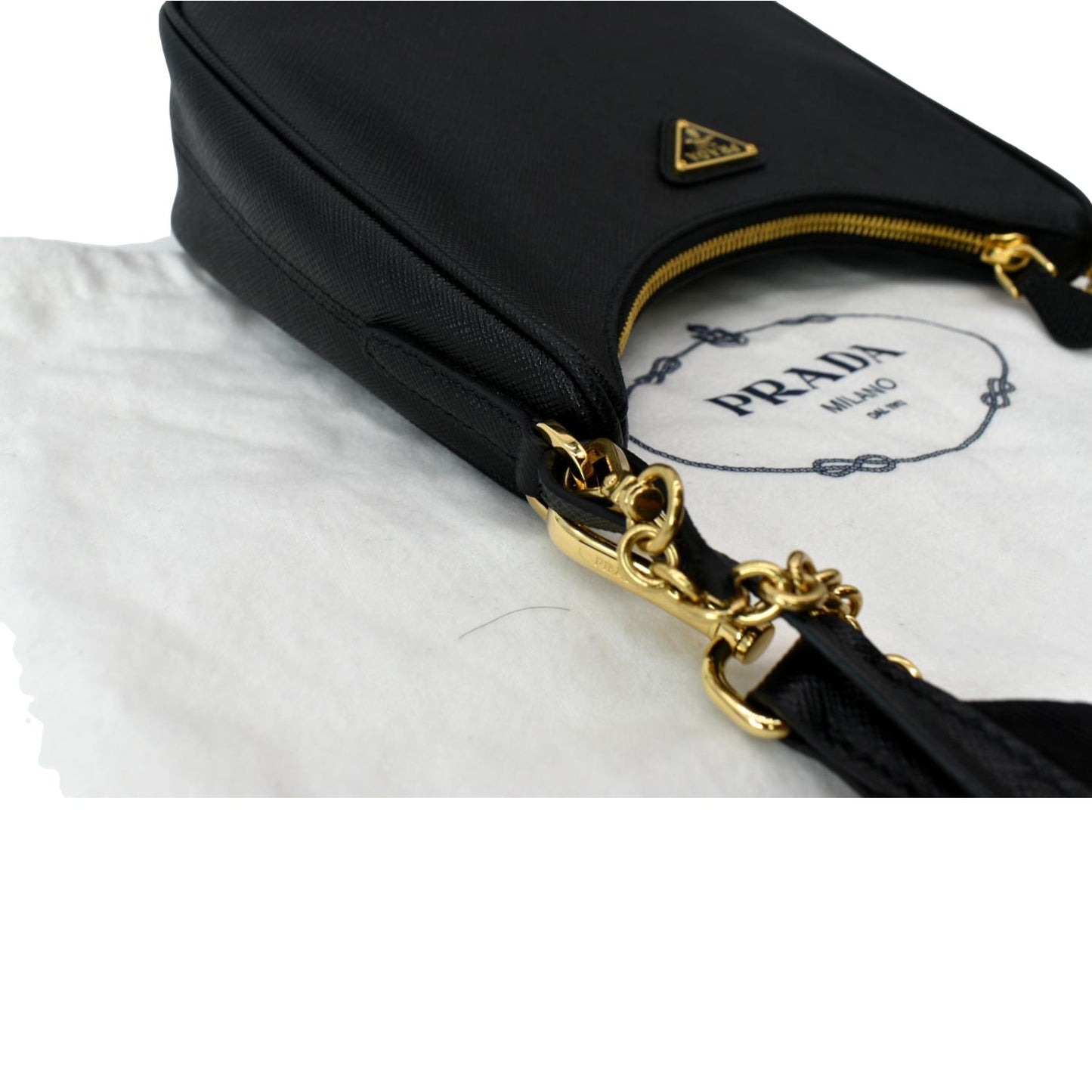 Prada Re Edition Shoulder Bag Leather Saffiano Black Edition 2005 Saffiano