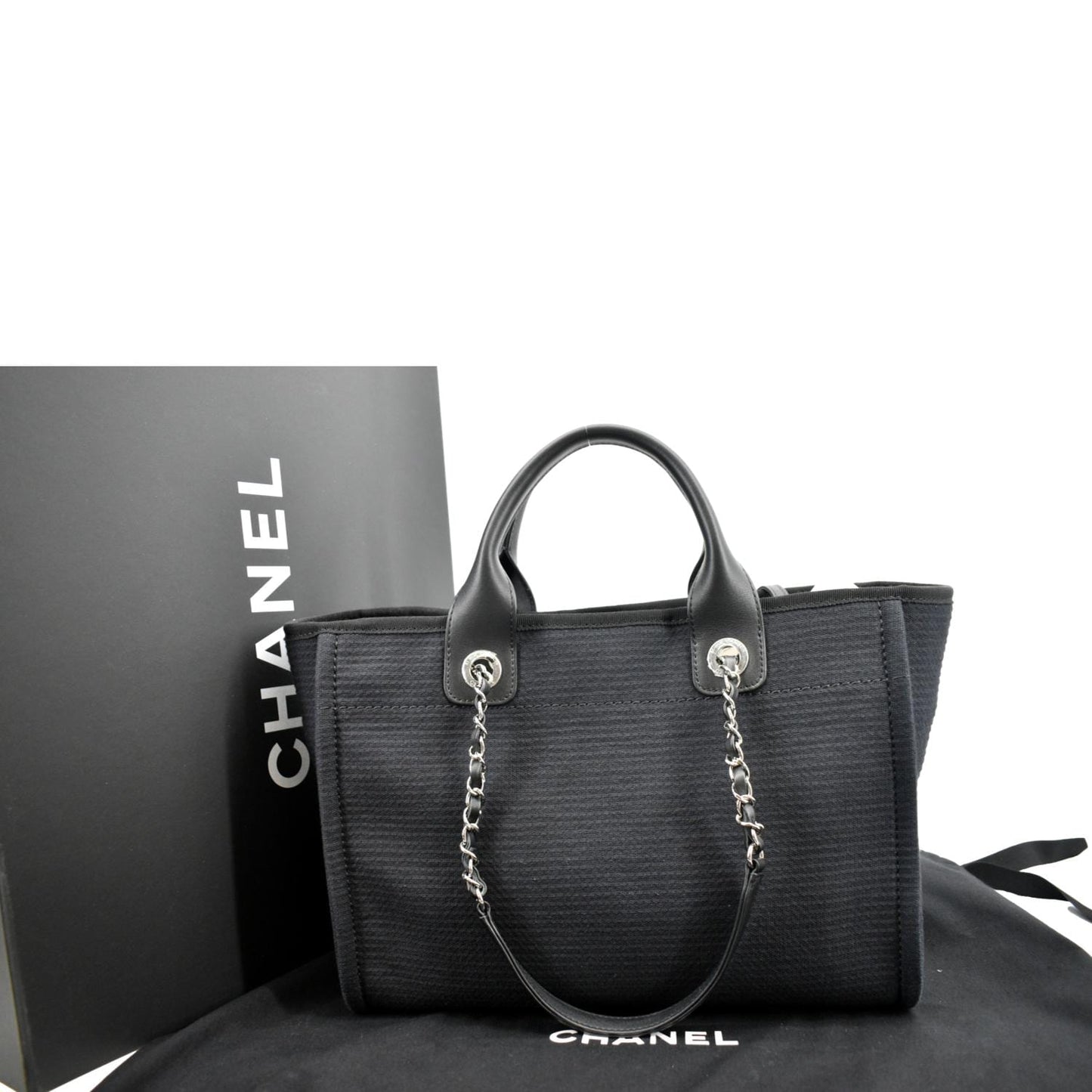 Chanel Deauville Dark Canvas Leather Blue Travel Bag