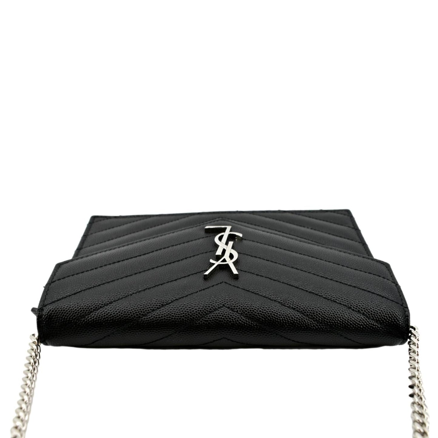 YSL Saint Laurent Yves Cassandre Grain De Poudre Crossbody Bag Black Chain