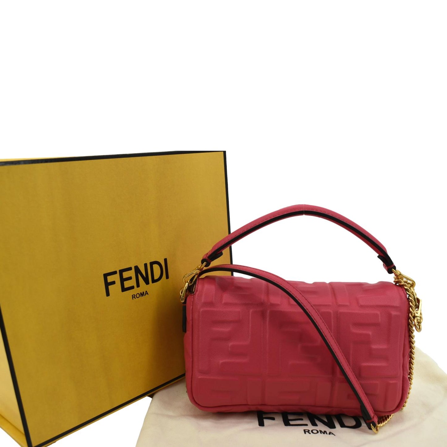 Fendi Baguette Nappa Crossbody Bag Leather Red Shoulder Bag