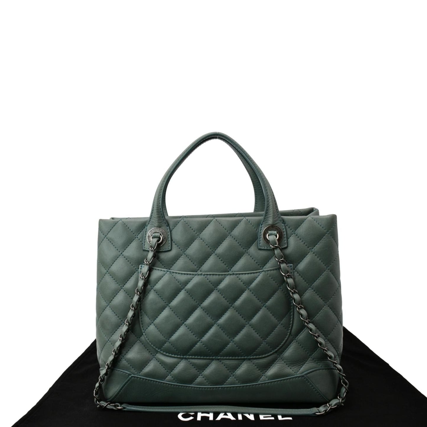 Chanel Quilted Easy Shopping Light Leather Green Travel Bag