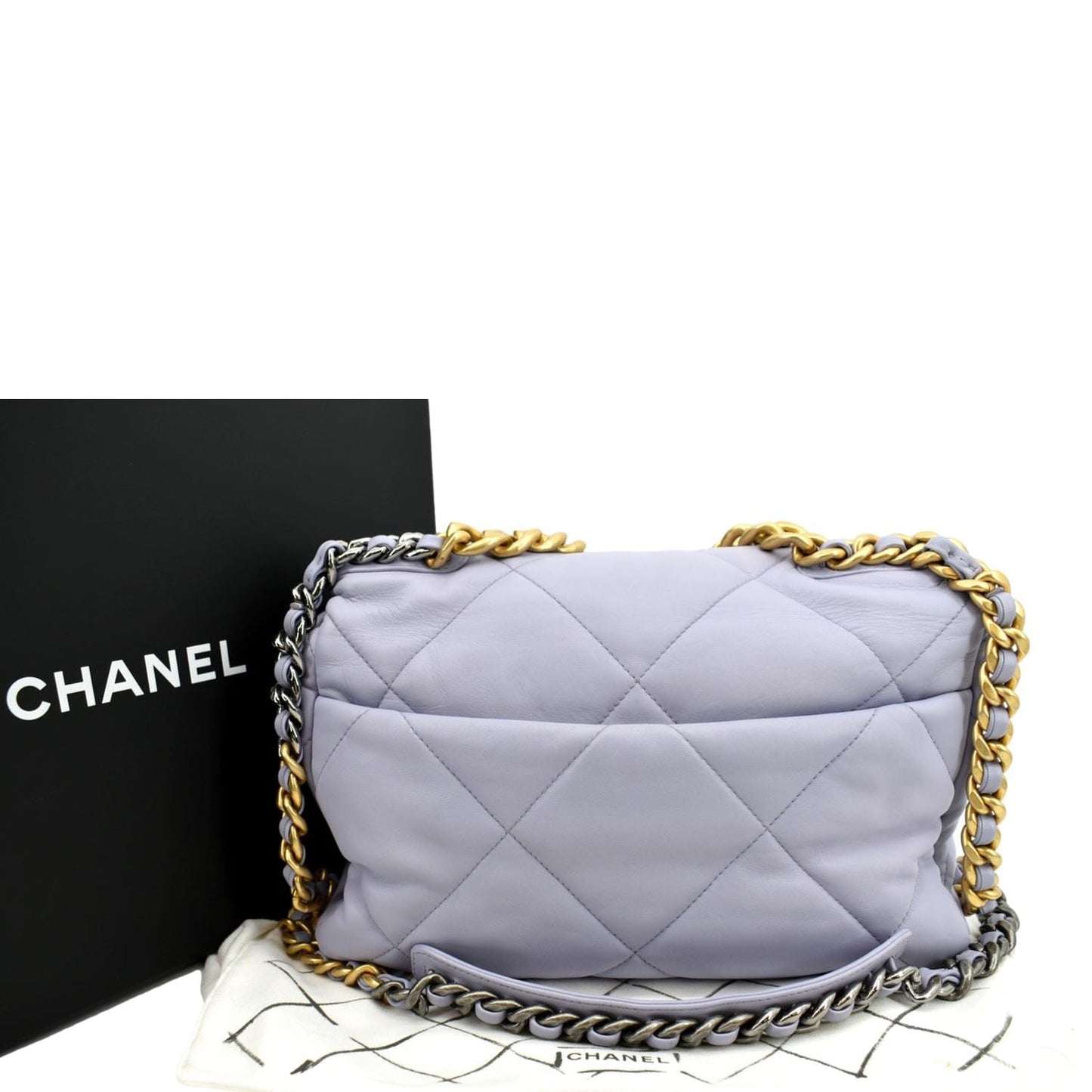 Chanel 19 Flap Quilted Violet Leather Lambskin Travel Bag