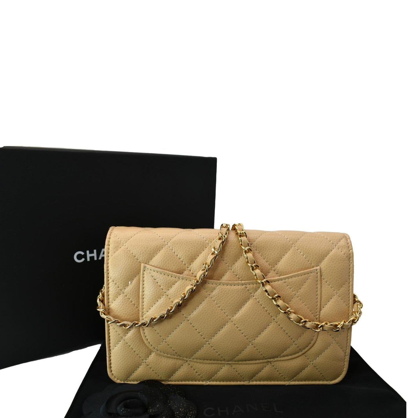 Chanel CC WOC On Camel Leather Wallet Case