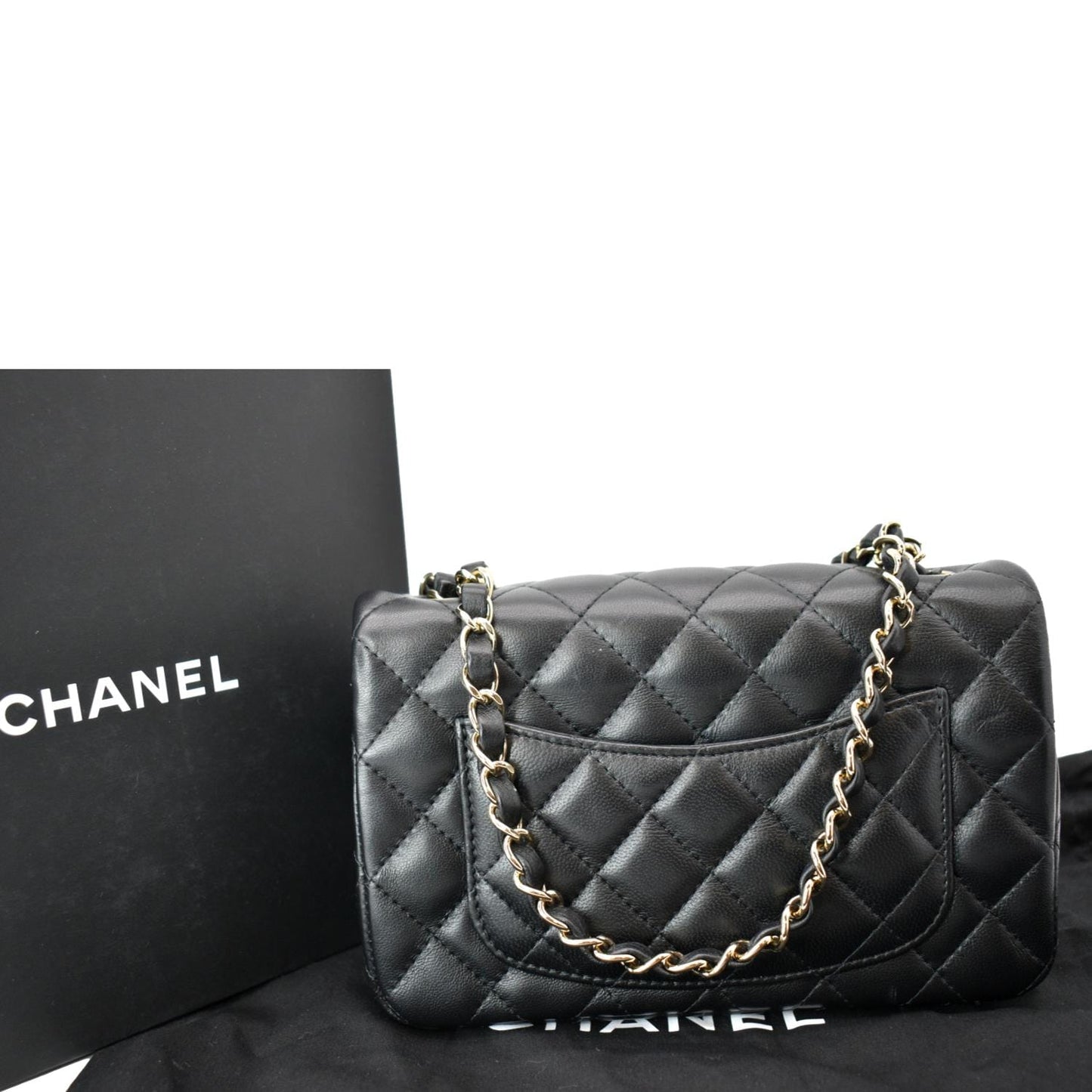 Chanel Rectangular Flap Quilted Leather Lambskin Black Travel Bag