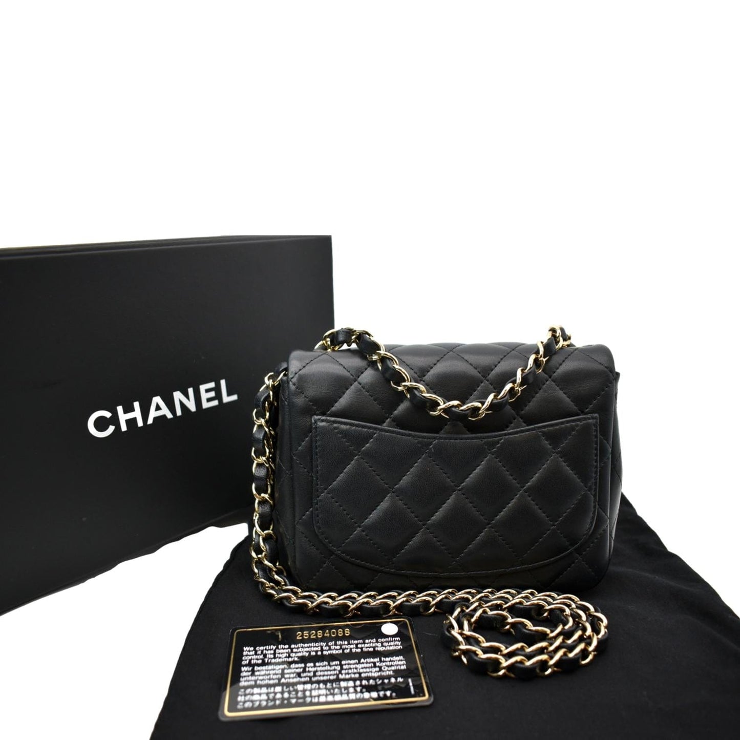 Chanel Square Flap Leather Black Travel Bag