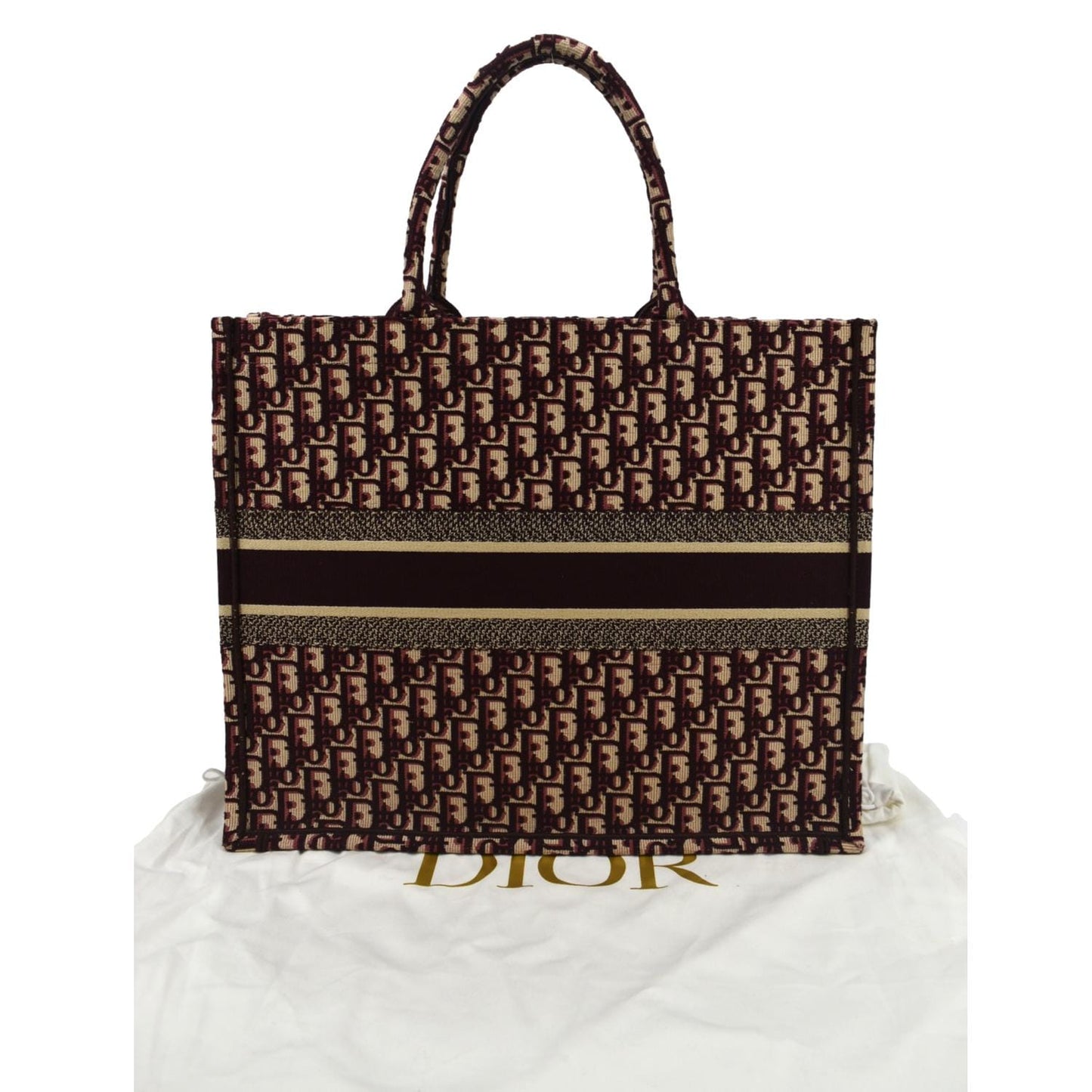 Dior Book Oblique Embroidered Tote Bag Burgundy Hot Canvas