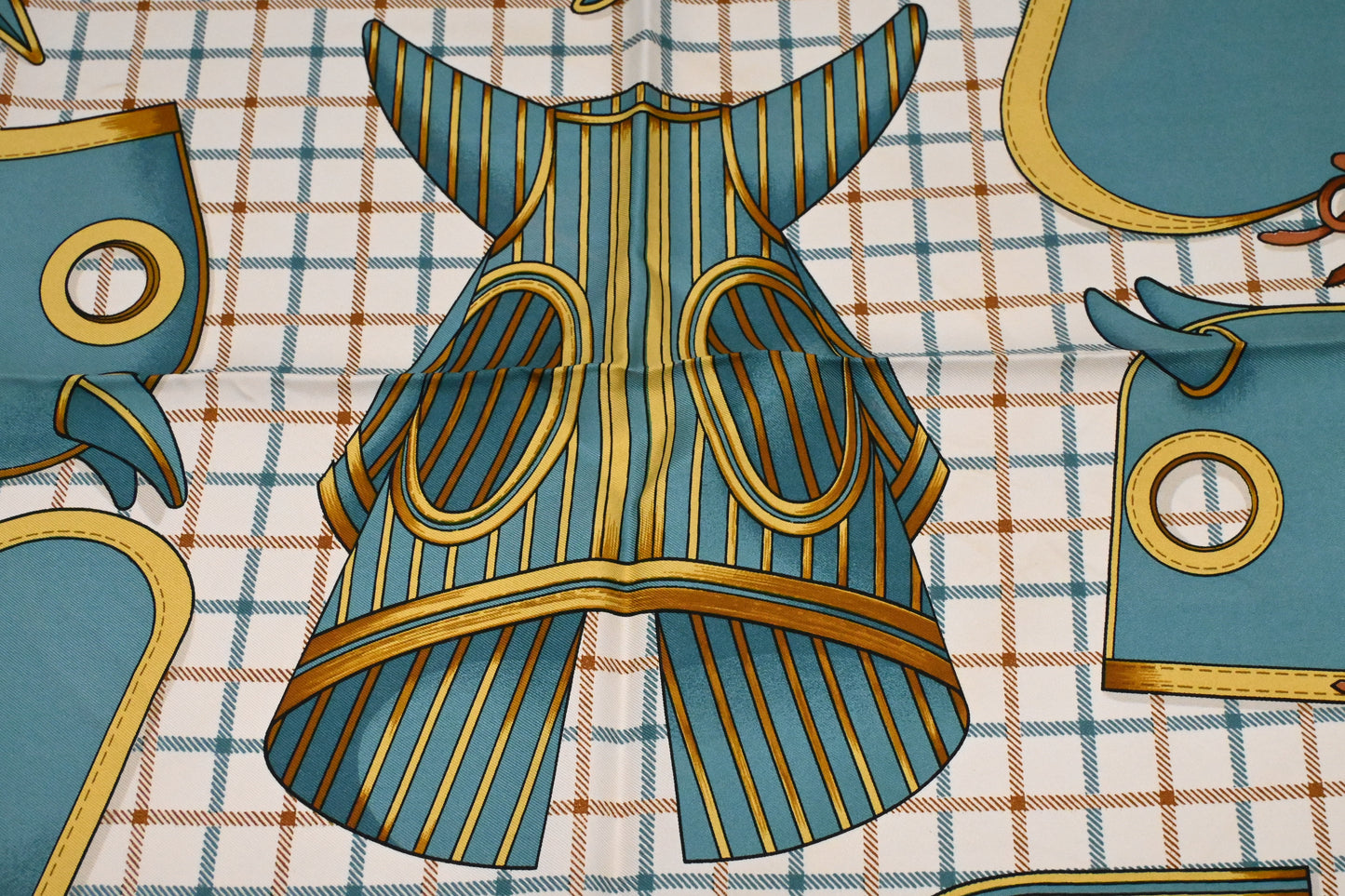 Hermes 'Camails' Carre In Turquoise Silk Handbag Travel Bag