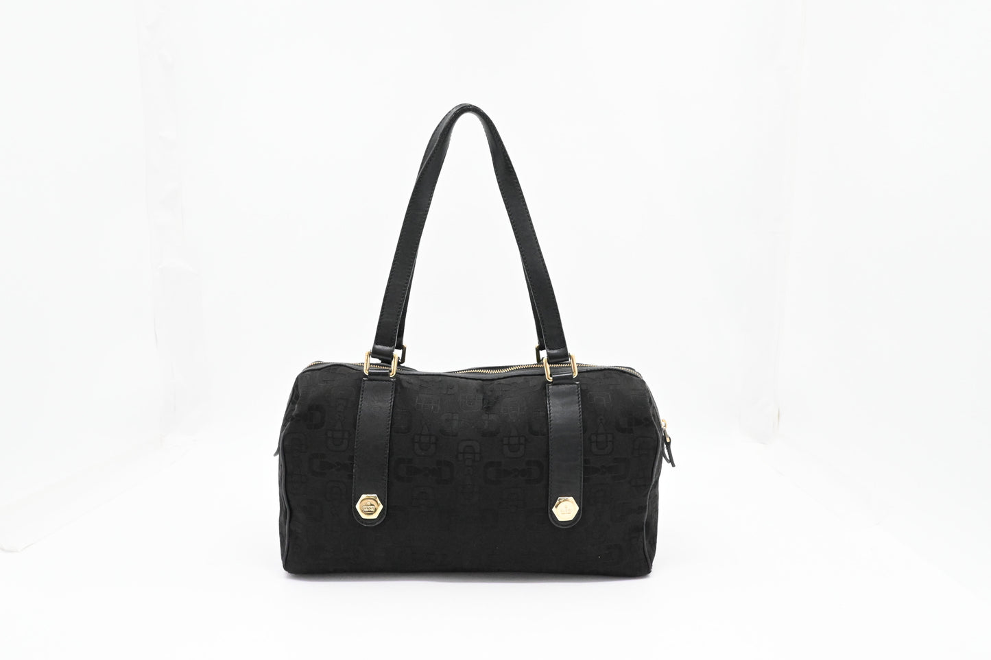 Gucci Horsebit Canvas Black Shoulder Bag