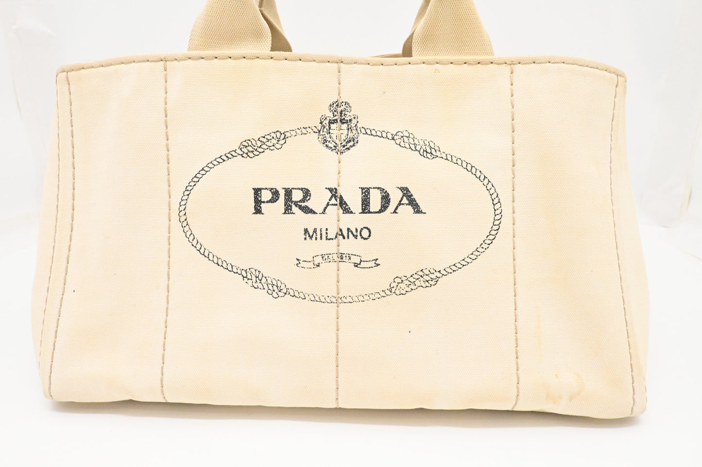 Prada Canapa Tote In Handbag Canvas White Tote Bag
