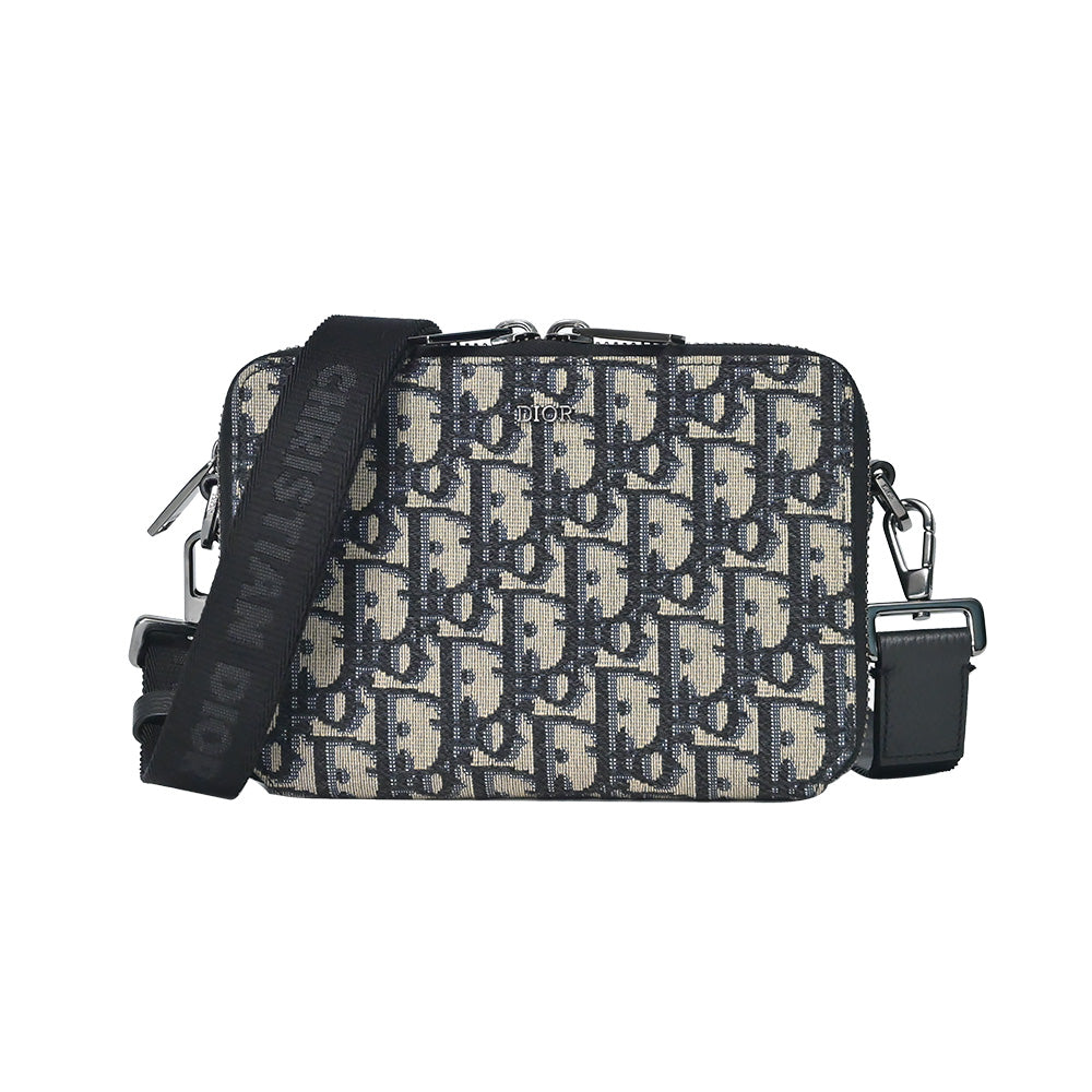 Dior Handbag and Oblique Jacquard Pouch with Strap Rented Black Beige