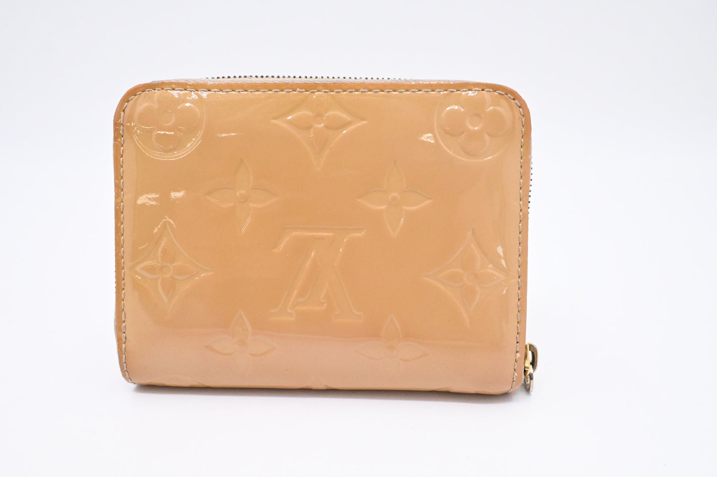 Louis Vuitton Zippy Compact Vernis Leather Beige Wallet Case