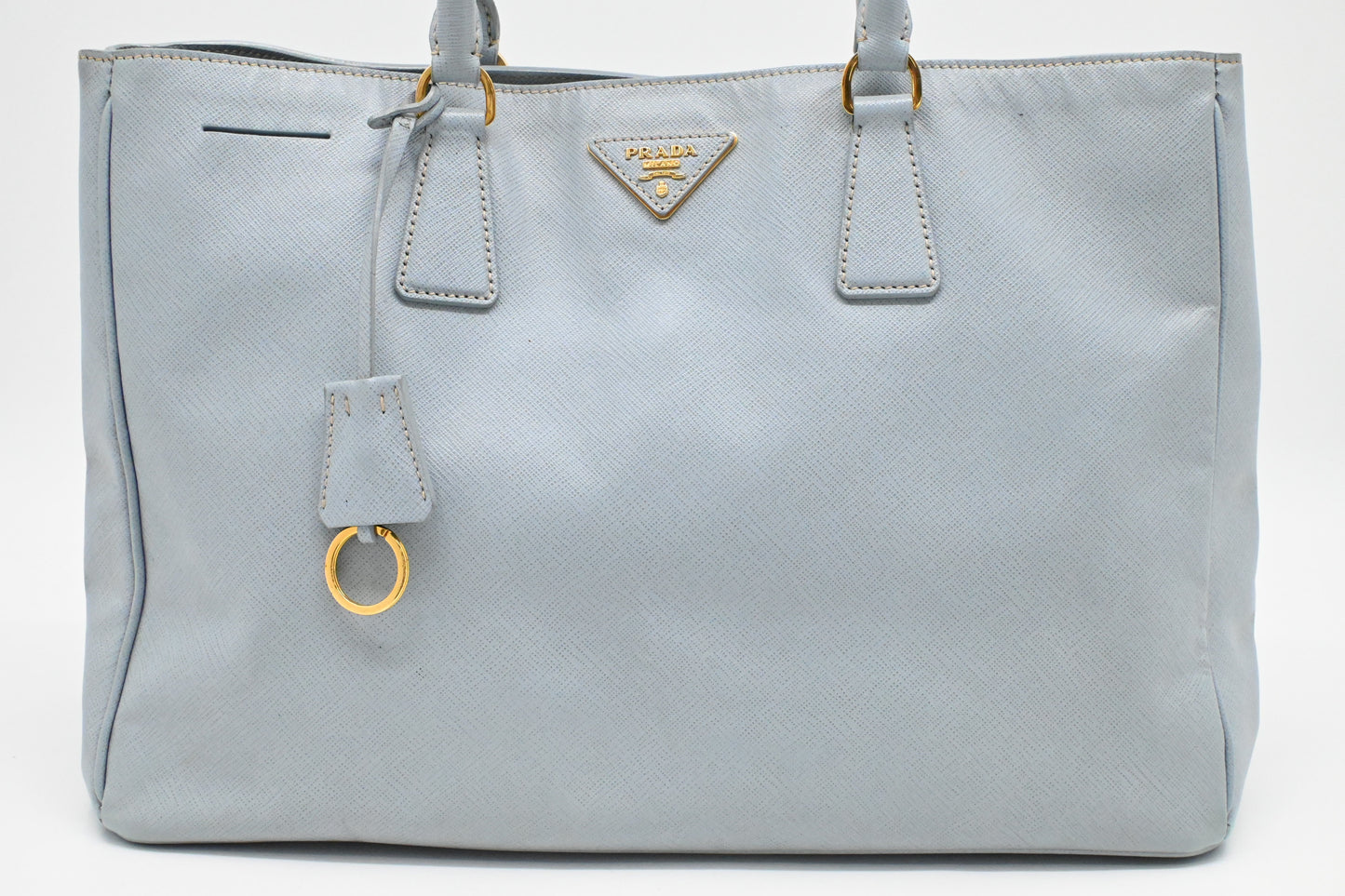 Prada Galleria In Light Saffiano Handbag Leather Blue Travel Bag