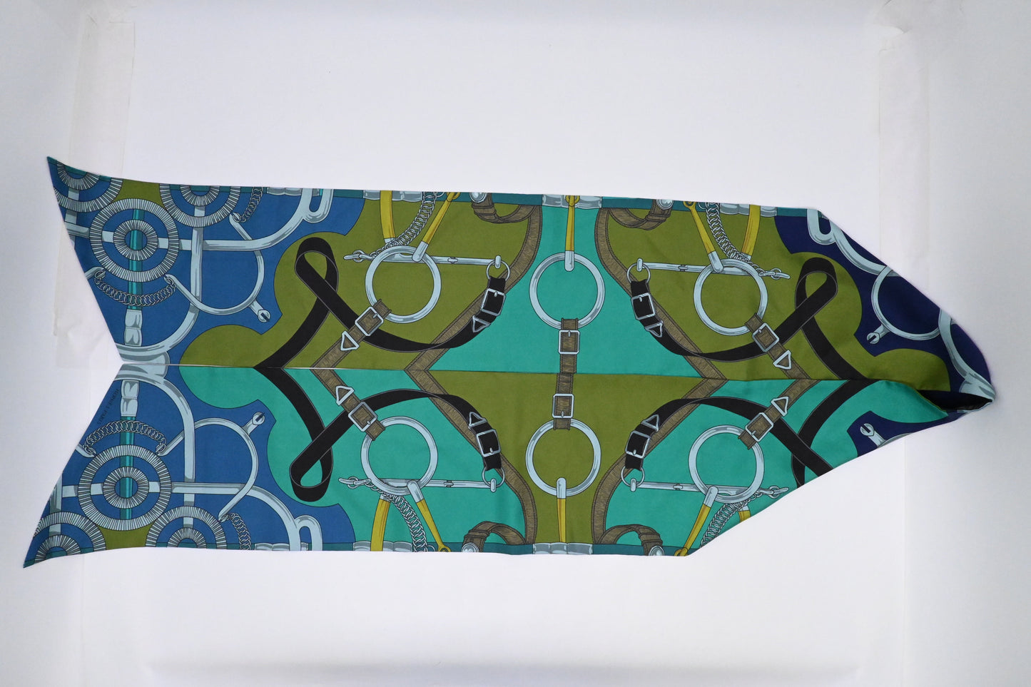 Hermes Maxi Twilly In , Teal And Silk Blue Green Travel Bag