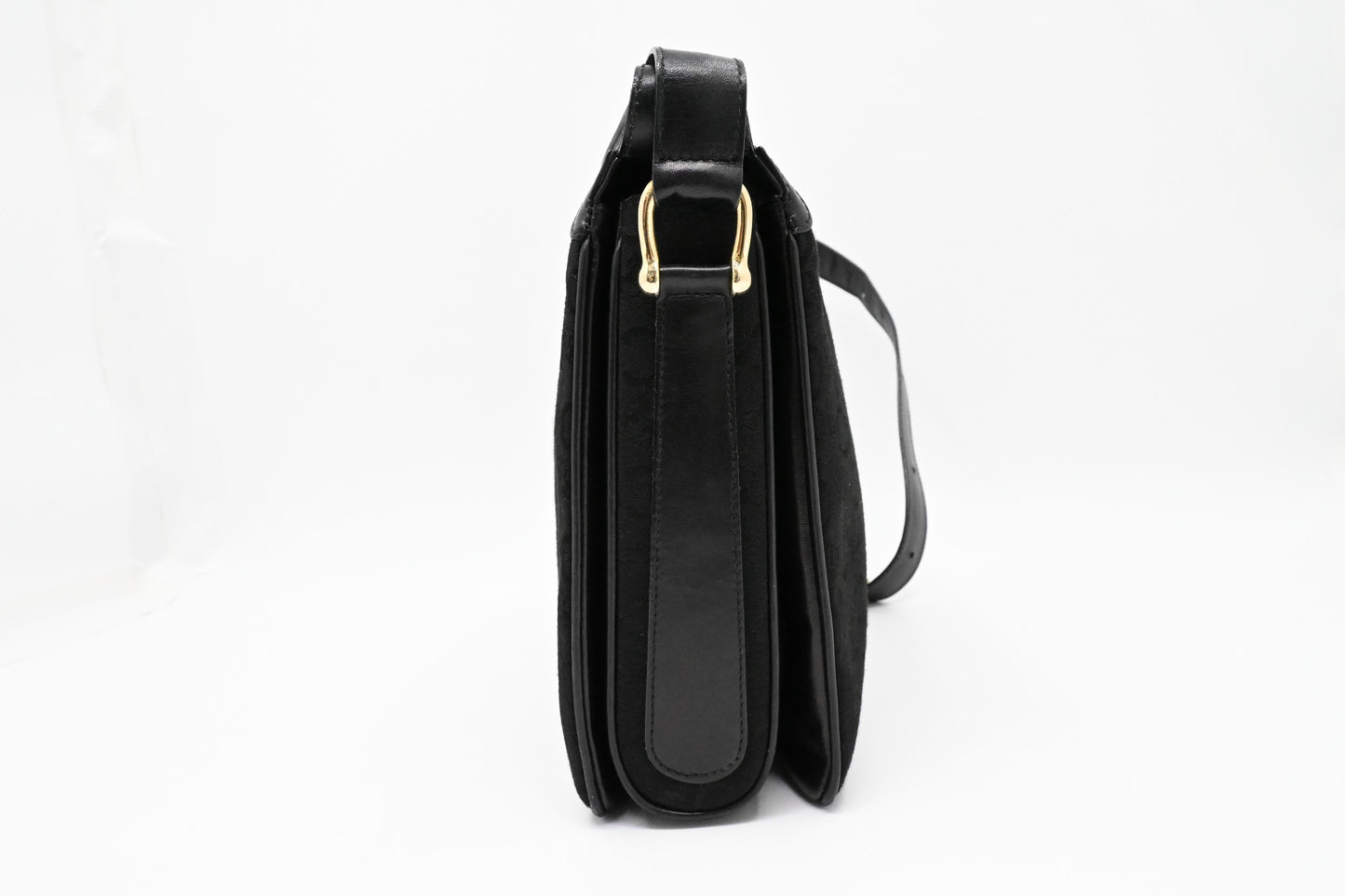 Celine Shoulder Bag In Canvas Black