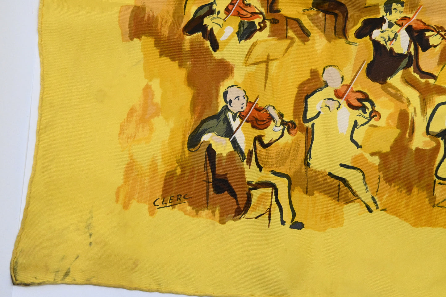 Hermes 'Concerto' Carre In Yellow Silk Handbag Travel Bag