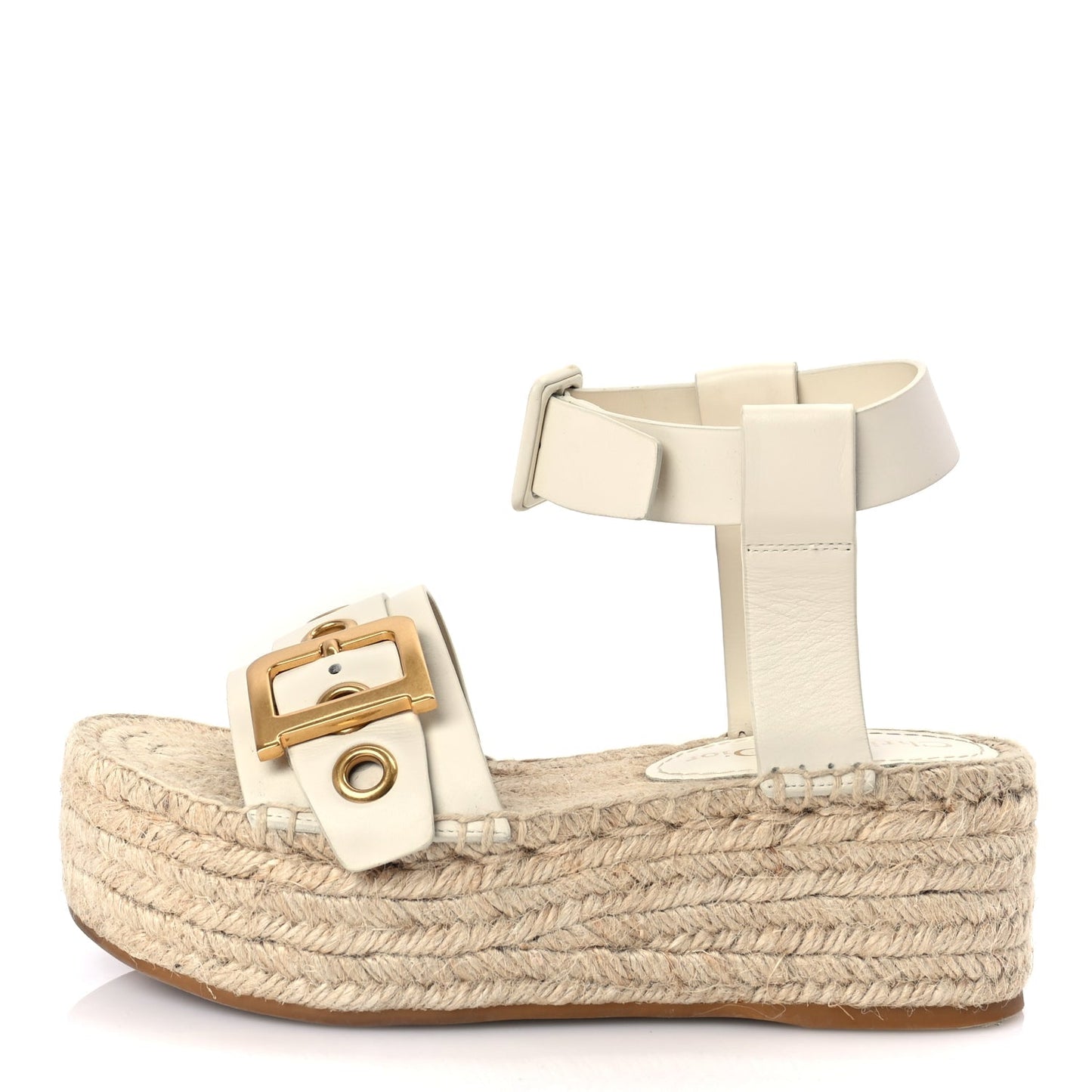 Dior Shoe Christian Calfskin D- Espadrille Platform Sandals 35 White Shoes