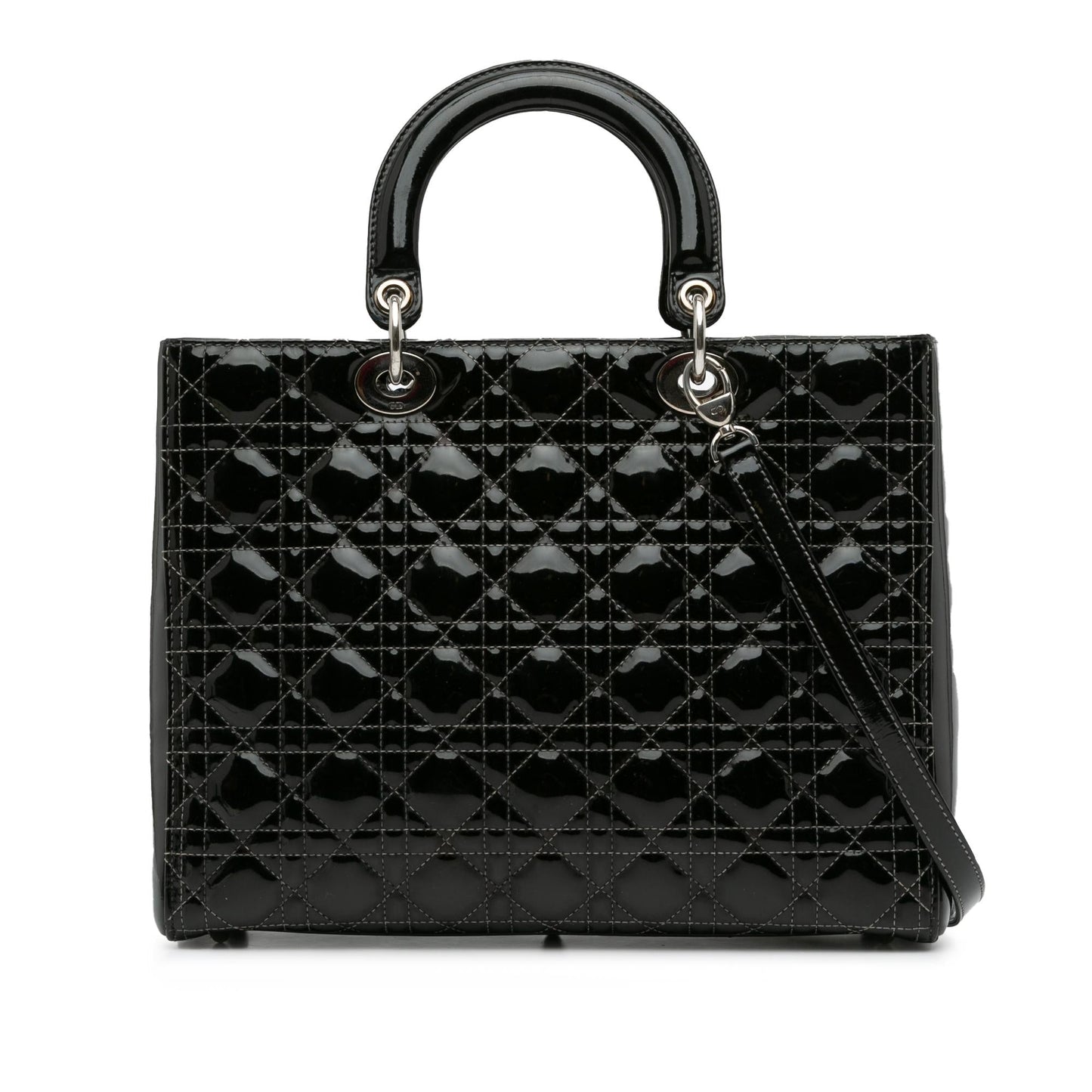 Dior Cannage Lady Shg Byrol1 Satchel Bag Patent Large