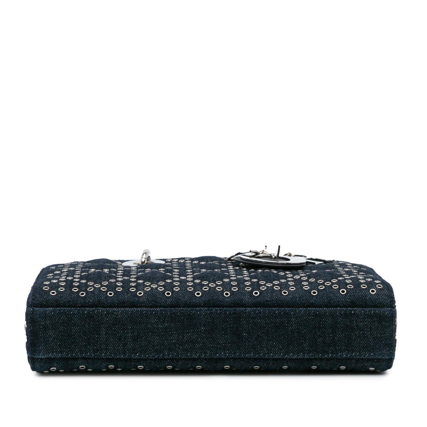 Dior Cannage Eyelet Lady Joy Satchel Bag Denim Medium