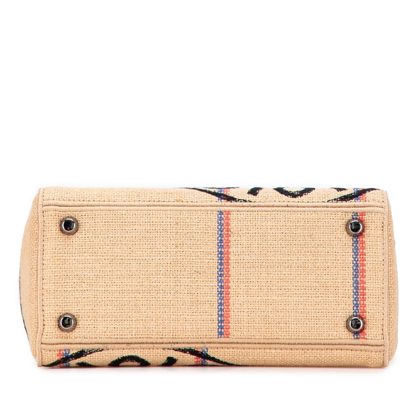 Dior Jute Lady Lite Satchel Bag Medium Embroidered