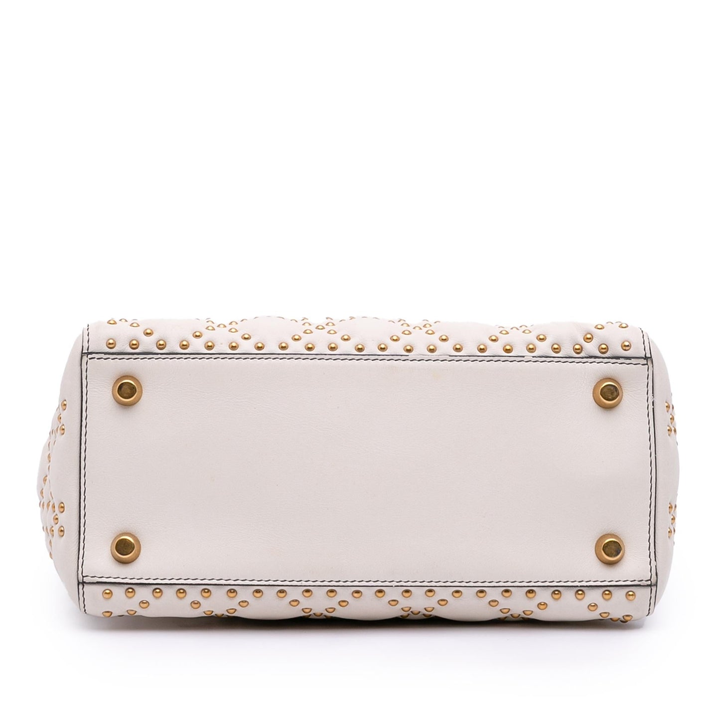 Dior Cannage Studded Supple Lady Satchel Bag Lambskin Medium