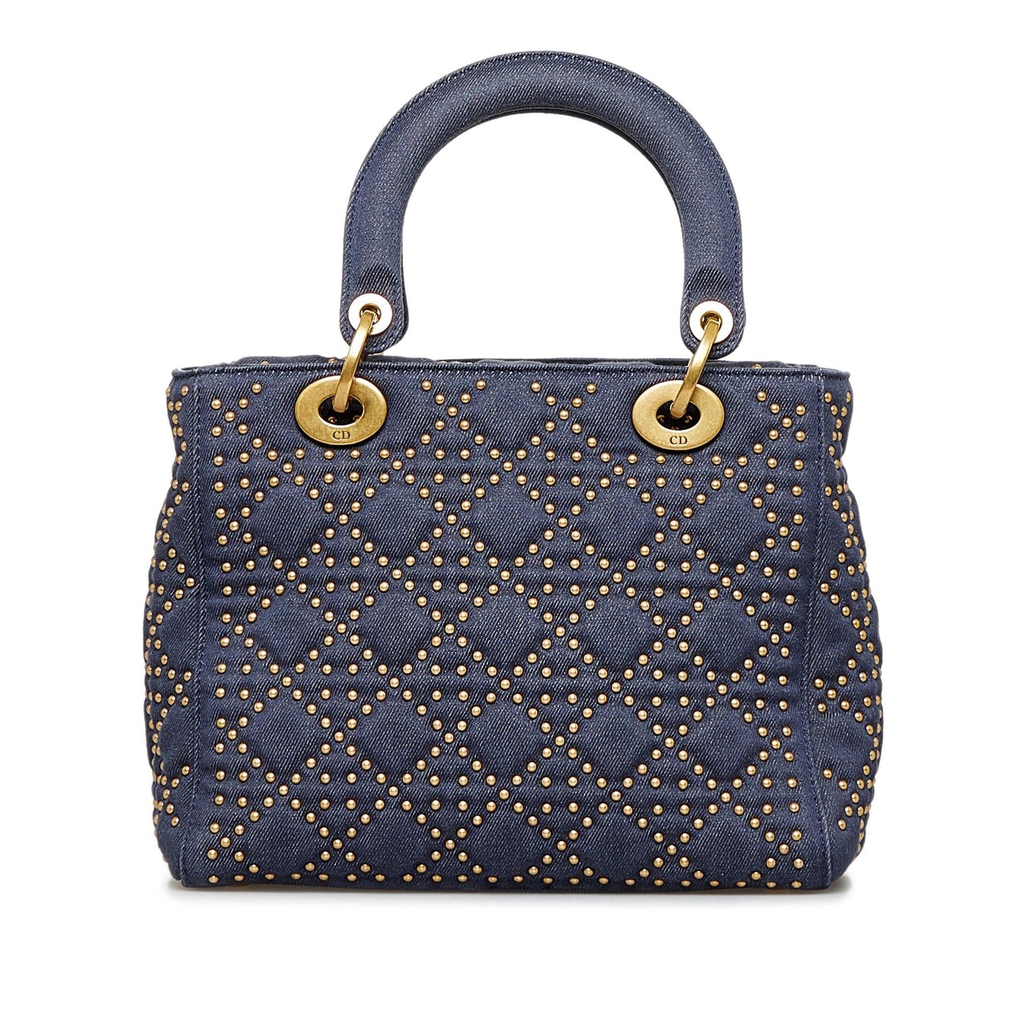 Dior Studded Supple Lady Shg Ol1Tg3 Satchel Bag Denim Medium