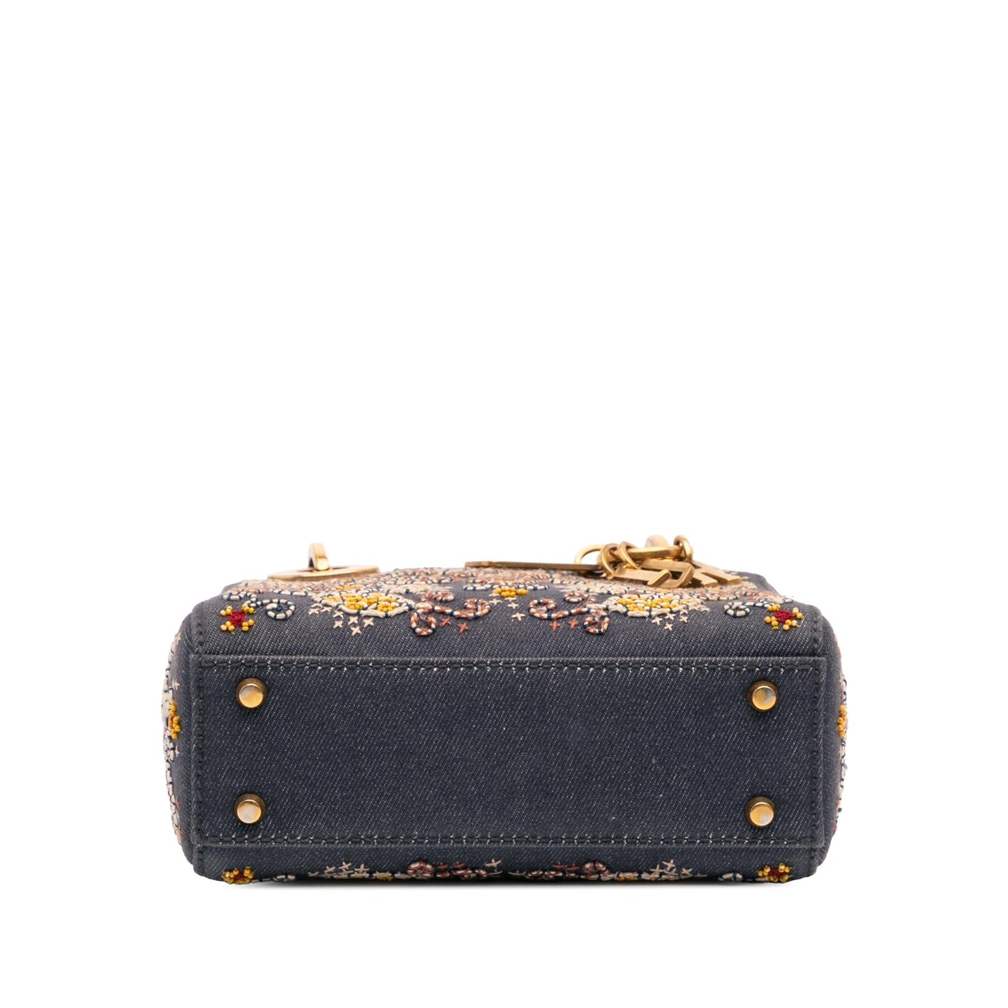 Dior Lady Satchel Bag Denim Mini Embroidered